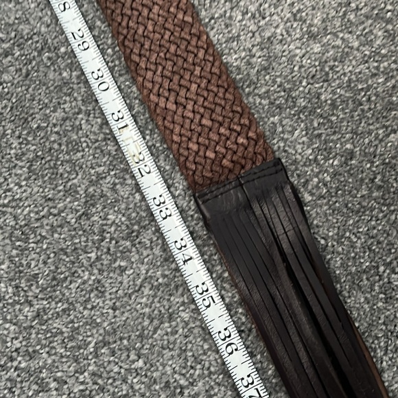 J CREW Vintage Boho Braided Leather Fringe Belt with Silver Ring - Brown M/L - Picture 8 of 9